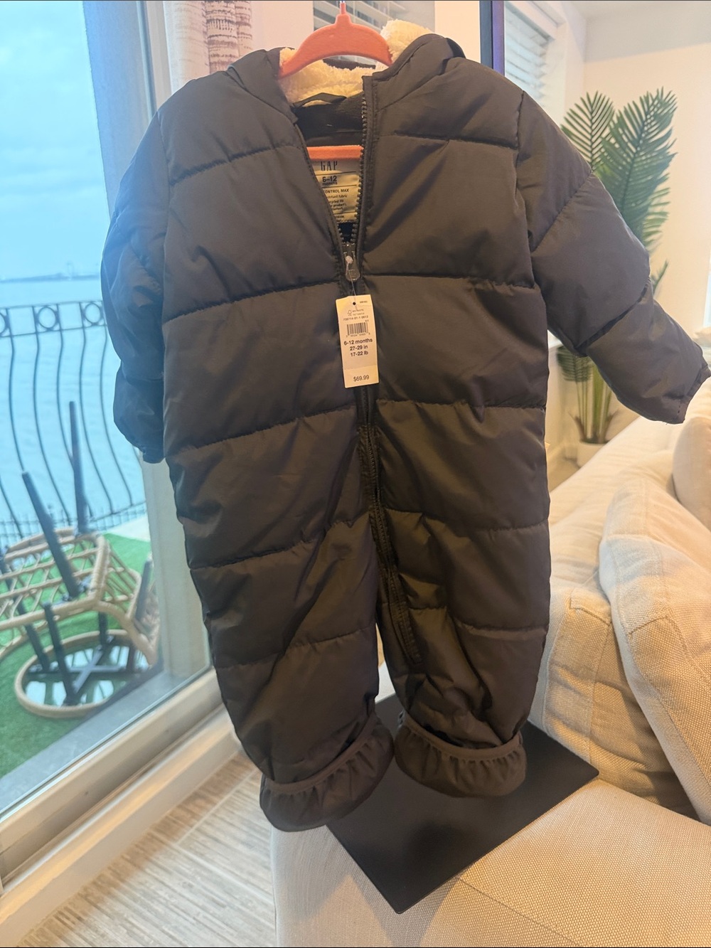 H&M Dark Navy Quilted Kids One-Piece Snowsuit with Hood